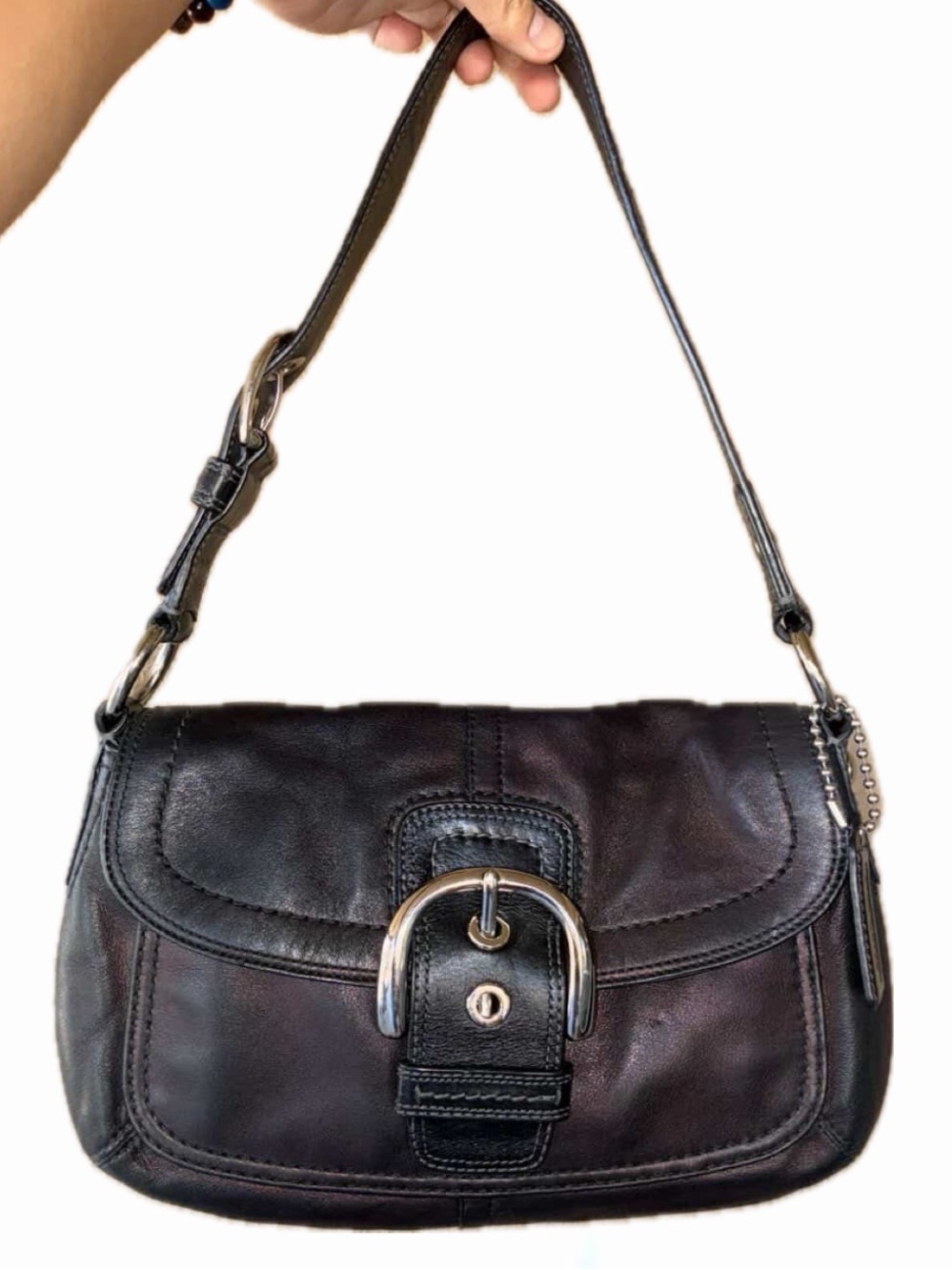 Black Shoulder Bag with Silver Buckle & Hangtag - Picture 13 of 13